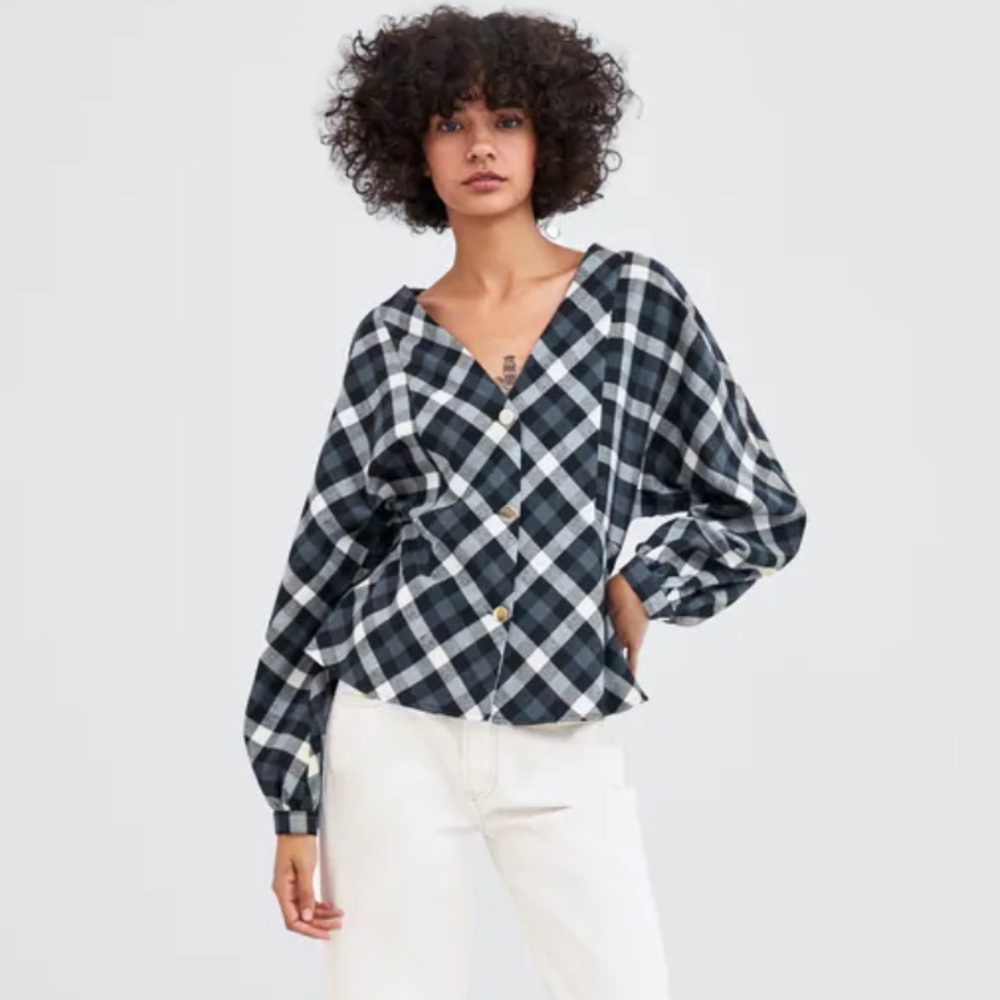 Zara Plaid Top